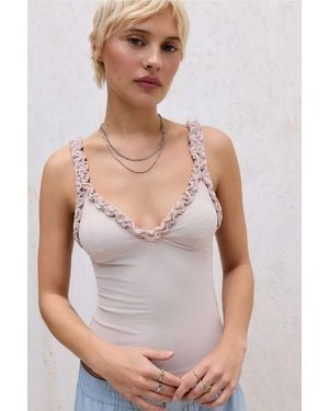 Out From Under Cammy Ruffle Mesh Cami - Grey
