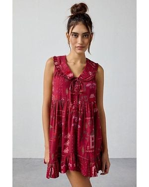 Out From Under Lottie Ruffle Collar Babydoll Sleep Dress - Red