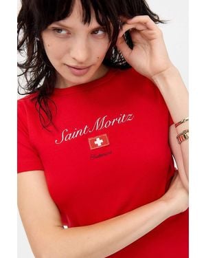 Urban Outfitters Uo Saint Moritz Appliqué T-shirt - Red