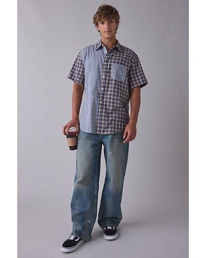 925 Originals Breeze Patchwork Plaid Shirt Top - Blue