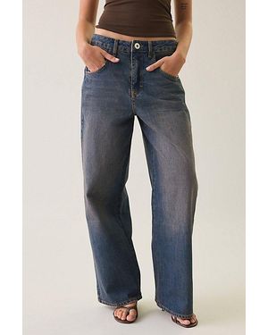 BDG Jaya Cherry Blossom Printed Baggy Boyfriend Jeans - Blue