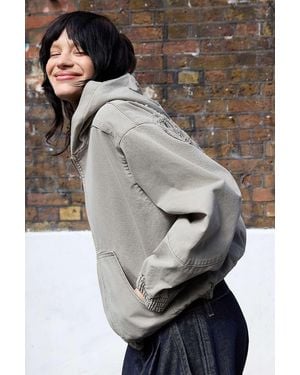 BDG Daria Frayed Logo Skate Jacket - Grey