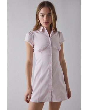 Kimchi Blue On My Mind Tailored Short Sleeve Shirt Mini Dress - Purple