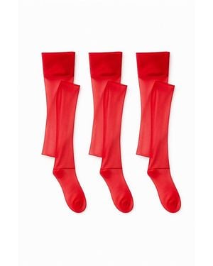 LECHERY Lechery 3-Pack Lustrous Shiny 40 Denier Semi-Opaque Tights - Red