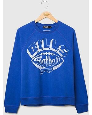 Junk Food Nfl Football Raglan Crewneck Fleece Sweatshirt - Blue