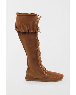Minnetonka Suede Lace-Up Moccasin Boot - Brown