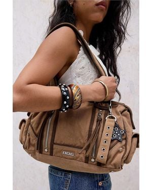 BDG Canvas Mixed Media Shoulder Bag - Brown
