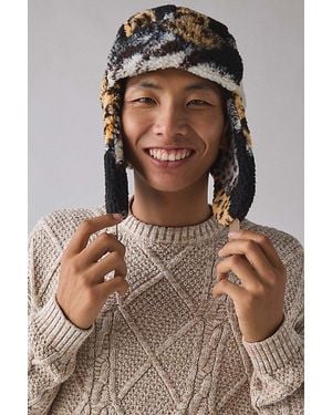 Urban Outfitters Patterned Fleece Trapper Hat - Brown