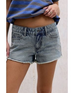 Ed Hardy Uo Exclusive Tiger Embroidered Denim Shorts - Blue