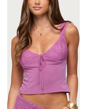 Edikted Vessa Lacey Tie Front Top - Purple