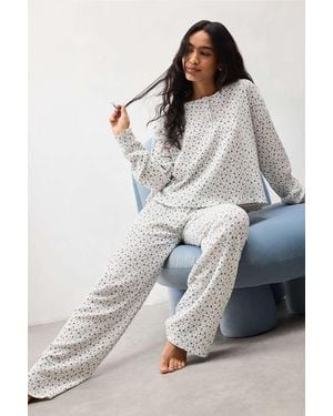 Out From Under Sami Waffle Henley Pyjama Top S At Urban Outfitters - Grey