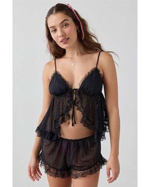 Out From Under Daydream Mesh Pyjama Set - Black