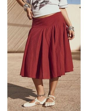 Urban Outfitters Uo Olga Stripe Godet Midi Skirt - Red