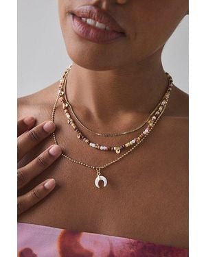 Urban Outfitters Trio Beaded Layered Necklace - Brown