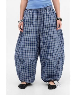 iets frans... Sid Check Cotton Trousers - Blue