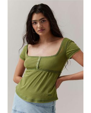 Urban Outfitters Uo Brittney Babydoll Top - Green