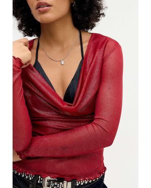 Silence + Noise Silence + Noise Miley Cowl Neck Long Sleeve Top - Red
