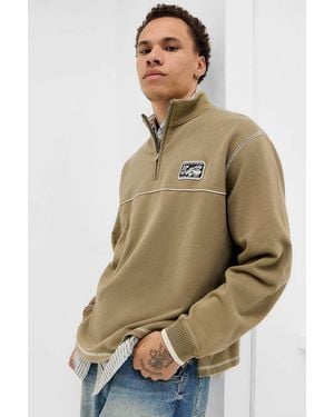 BDG Khaki Mock Neck Sweatshirt - Natural