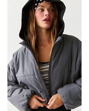 Out From Under Nellie Cropped Hoodie Puffer Jacket - Black