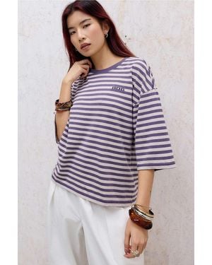 BDG Kai Boxy Mid Sleeve T-shirt - Purple