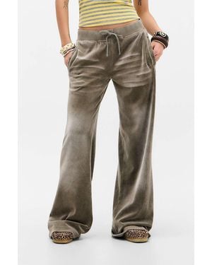 Juicy Couture Uo Exclusive Washed Green Velour Track Trousers - Brown