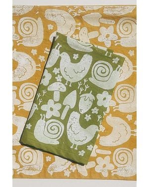 Julie Peach Block Printed Garden Party Napkins - Metallic
