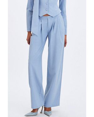 Miss Circle Reva Pinstripe Single Pleat Pants - Blue