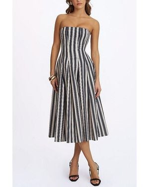 Miss Circle Wyanne Linen Striped Strapless Midi Dress - Multicolor