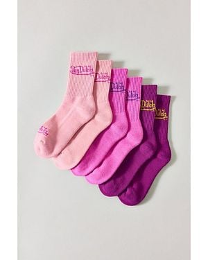 Von Dutch Logo Crew Socks 3-Pack - Pink