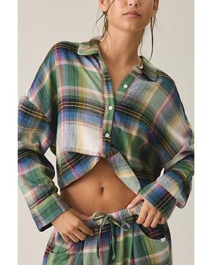 Out From Under Daydreamer Twist-Front Button Down Shirt Top - Green