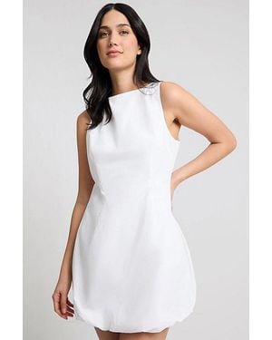 Onia Fitted Boatneck Bubble Mini Dress - White