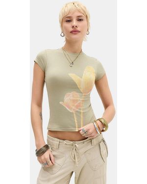 Motel Slate Green Tiona Floral T-shirt - Natural