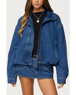Edikted Hilary Oversized Denim Coat Jacket - Blue