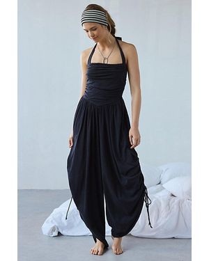 Out From Under Sunkissed Ruched Barrel Leg Jumpsuit - Blue