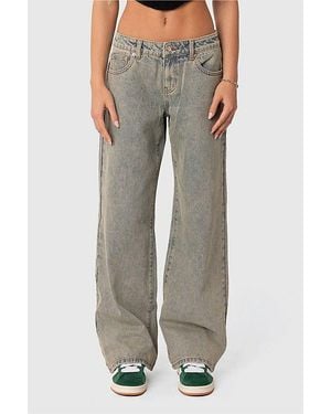 Edikted Magda Low Rise Acid Wash Jean - Brown