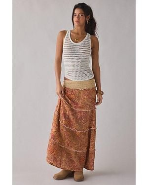 Kimchi Blue On My Mind Smocked Waist Tiered Maxi Skirt - Brown