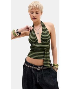 Motel Khaki Aprilla Stripe Top - Green