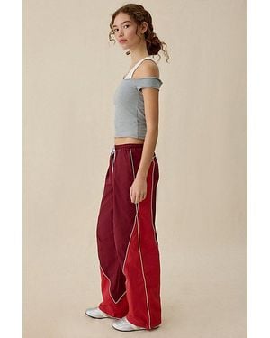 BDG Finish Line Low-Rise Baggy Track Pants - Red
