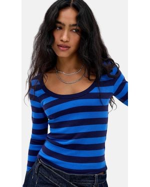 BDG Off Duty Rib Long Sleeve T-shirt - Blue