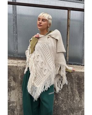 Urban Outfitters Uo Fringed Poncho - Grey