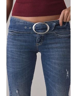 BDG Miko Belted Twisted Seam Low-Rise Flare Jeans - Blue