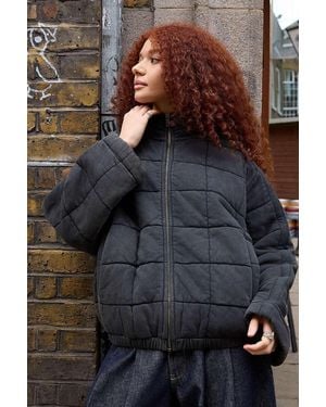 BDG Travis Quilted Bomber Jacket - Grey