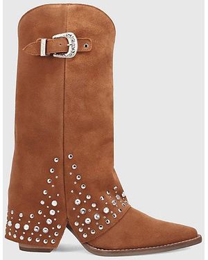 Dingo Howdy Honey Suede Foldover Cowboy Boot - Brown