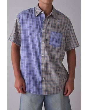 925 Originals Breeze Patchwork Plaid Shirt Top - Purple