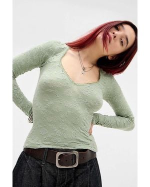 Out From Under Tammy Textured Seamless Long Sleeve Top - Green