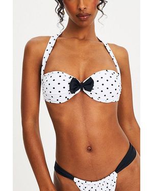 Miss Circle Olivea Polka Dot Bowtie Halter Bikini Top - Blue