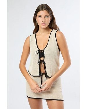 Onia Linen Knit Tie Front Top - Natural