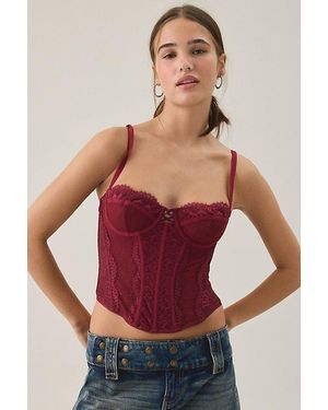 Out From Under Modern Romance Lace Trim Corset - Red