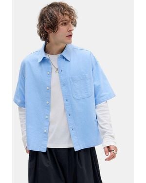 BDG Arlo Solid Sky Shirt - Blue