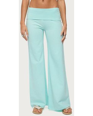 Edikted Wide Leg Fold Over Pants - Blue